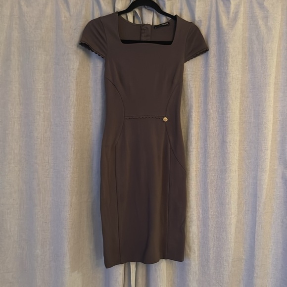 LIU JO Dark Purple / Beige Fitted Dress size XS - Picture 4 of 6